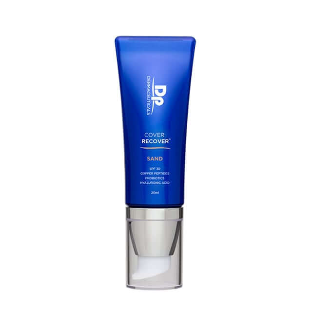 DP Dermaceuticals Cover Recover Sand SPF30 20ml tube met koperpeptiden voor een zongekuste uitstraling en bescherming