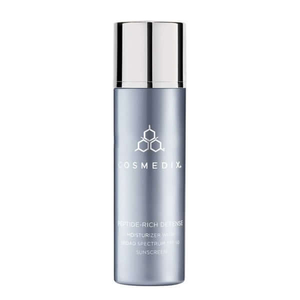 Cosmedix Peptide Rich Defense SPF50 50ml, anti-aging dagcrème met breedspectrum UV-bescherming en peptiden.