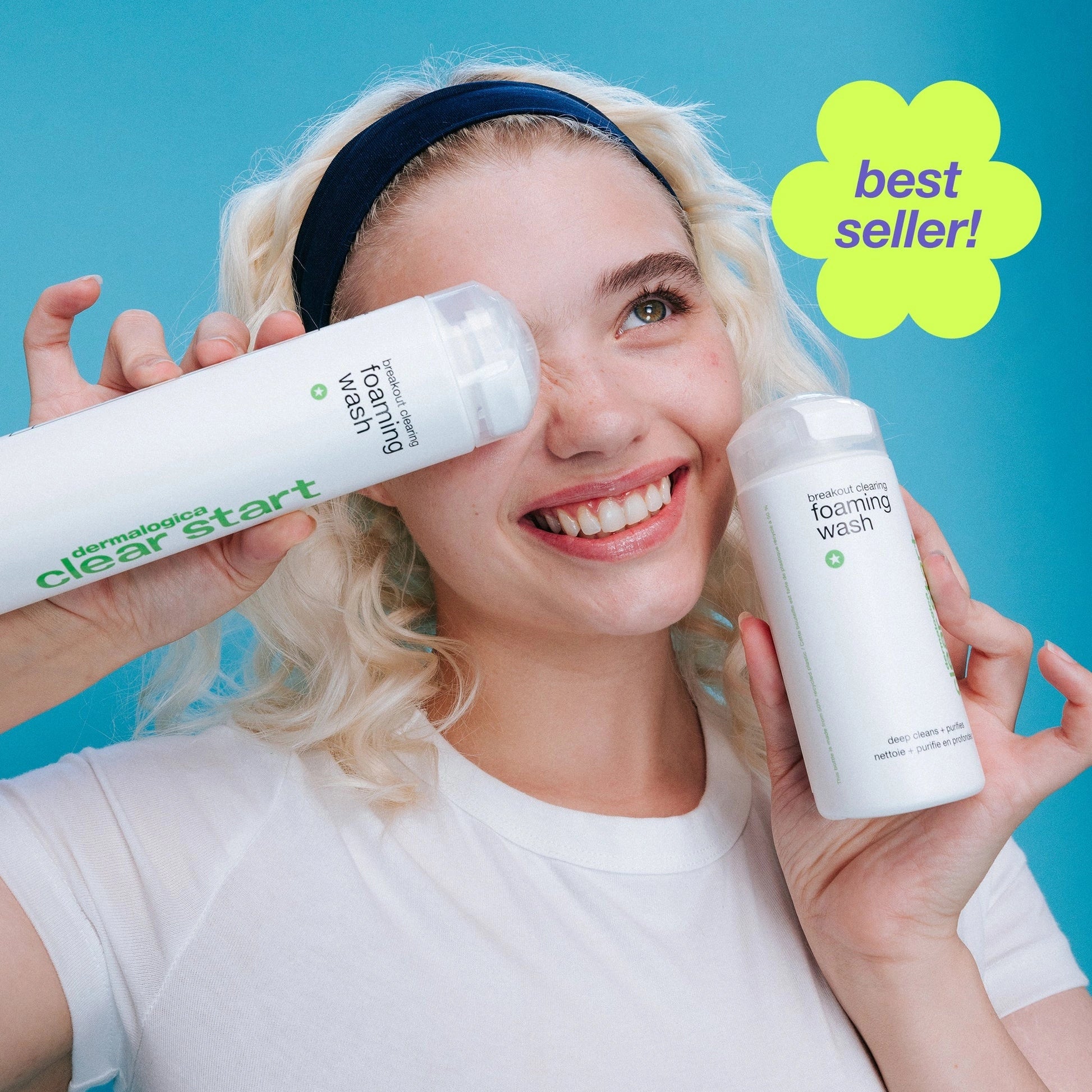 Dermalogica Breakout Clearing Foaming Wash 295ml met blije gebruiker en bestseller-label