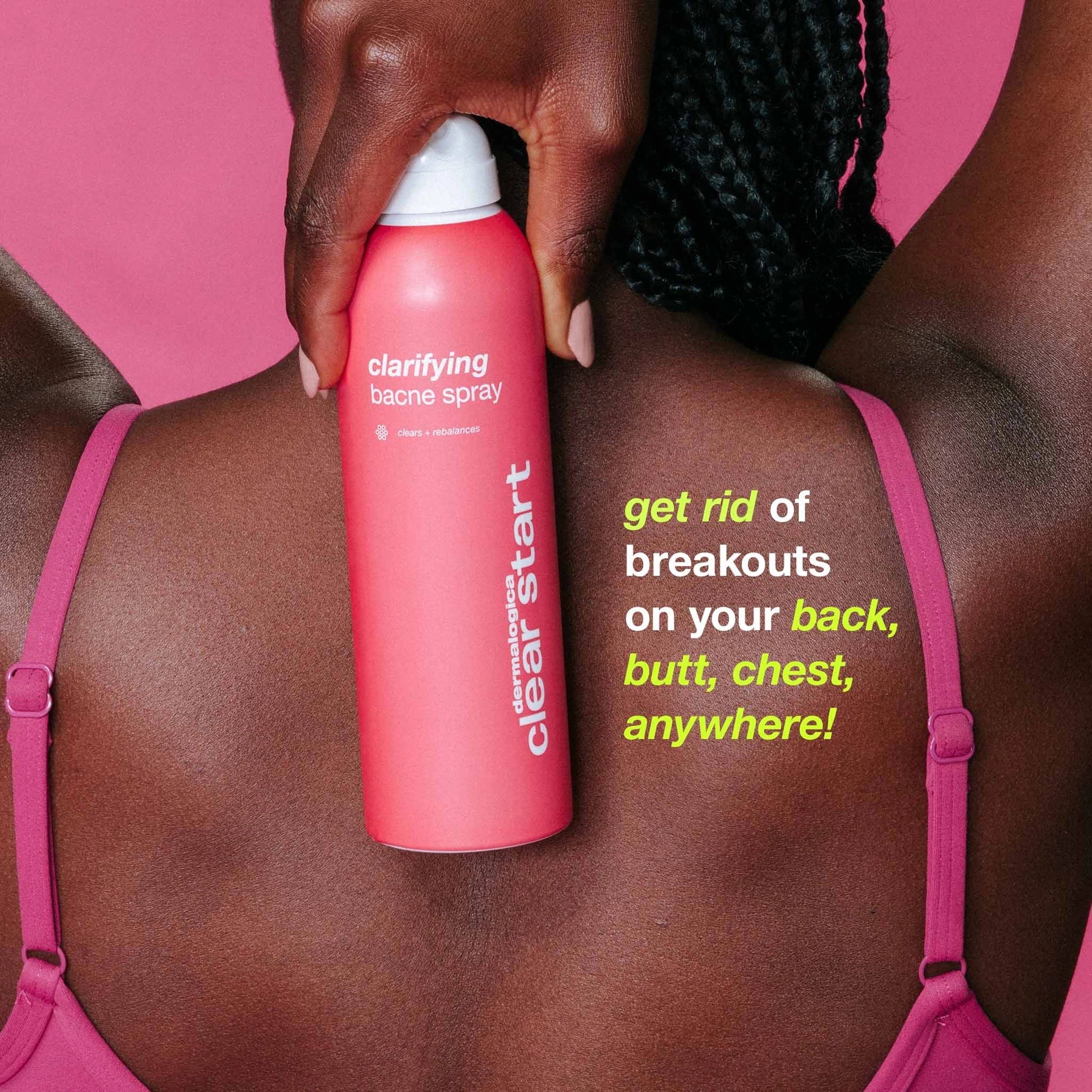 Dermalogica Clarifying Body Spray 177ml voor het aanpakken van lichaamsacne op rug, schouders en borst.