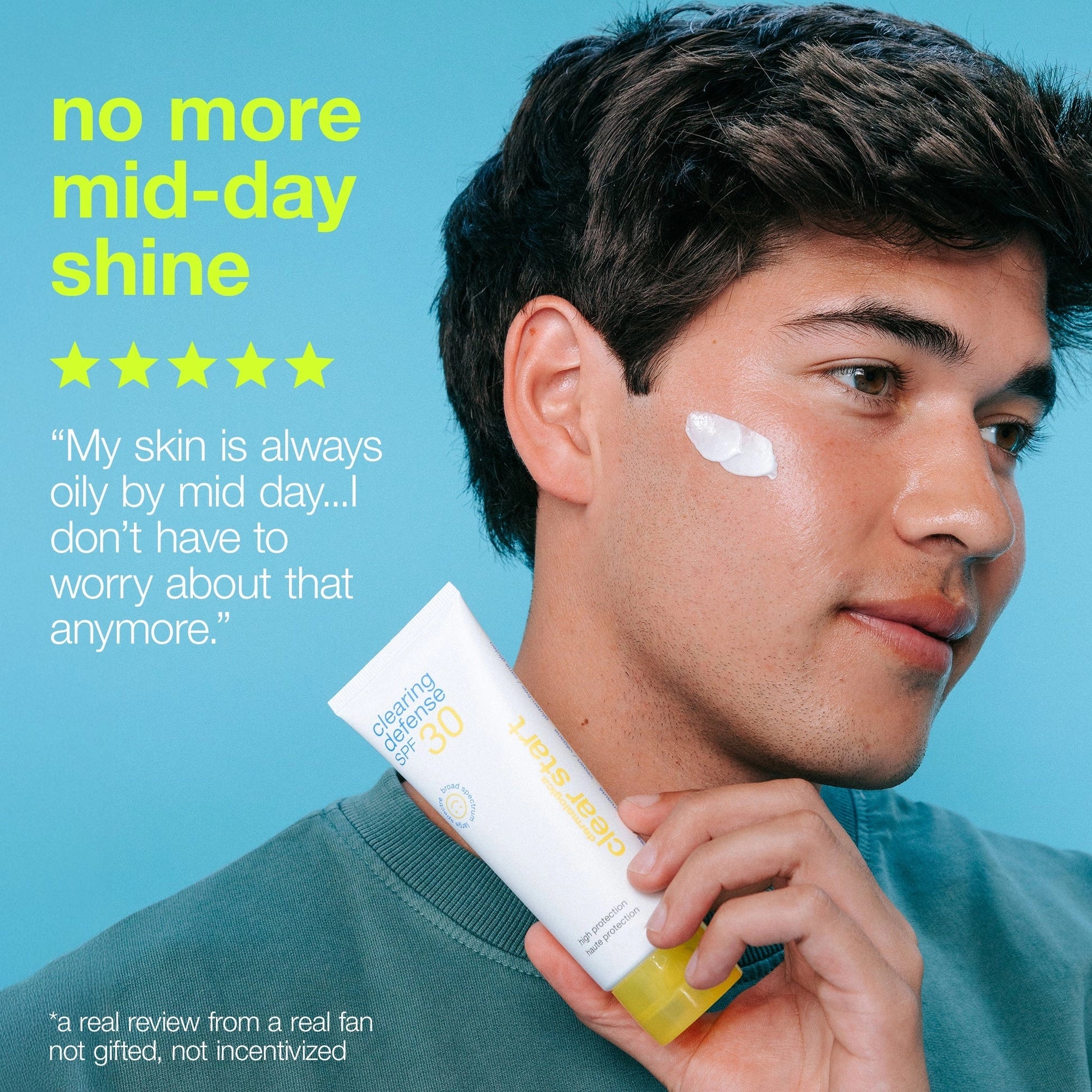 Dermalogica Clearing Defense SPF30 59ml op model, voorkomt mid-day shine en ideaal voor de glimmende huid.