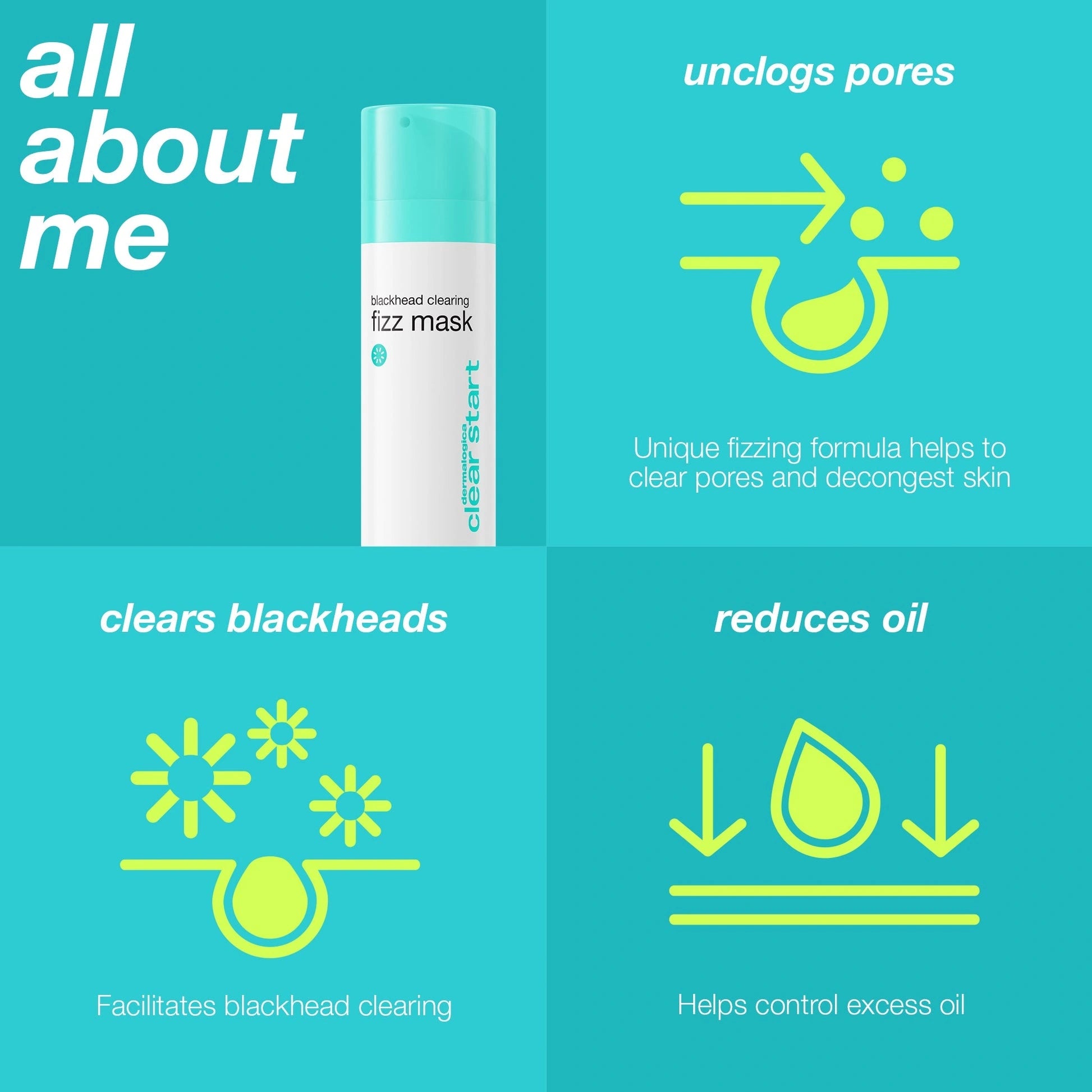 Dermalogica Blackhead Clearing Fizz Masque 50ml met schuimformule om poriën te ontstoppen en mee-eters te verminderen.