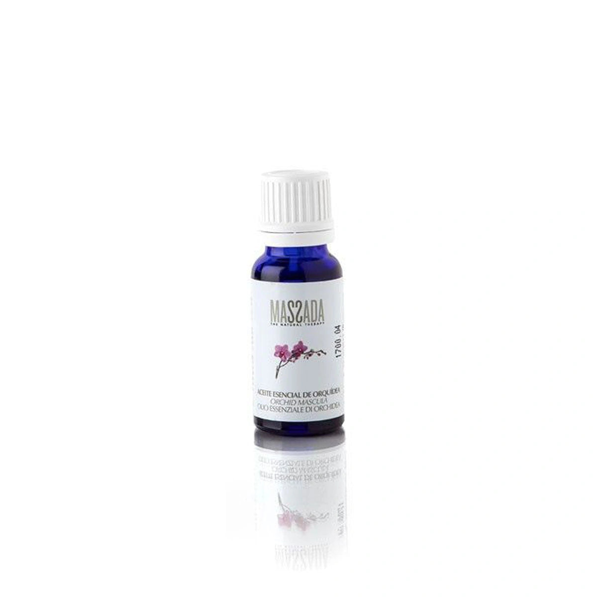 Massada Orchid Essential Oil 15ml in blauw glazen flesje voor zintuiglijke rust en vitaliteit