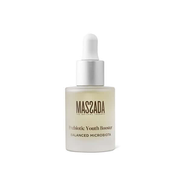 Massada Prebiotic Youth Booster 30ml serum met hyaluronzuur voor een gehydrateerde, stralende huid.