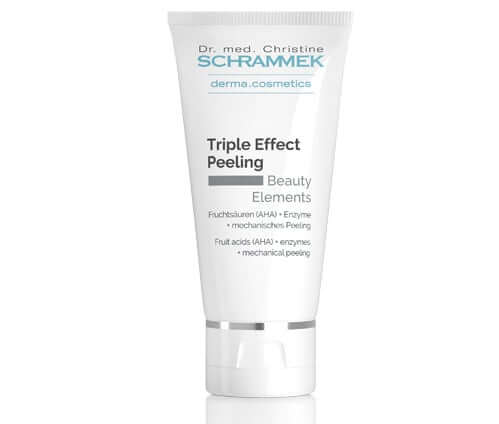 Schrammek Triple Effect Peeling 50ml tube met fruitzuren en enzymen voor effectieve huidvernieuwing en exfoliatie.