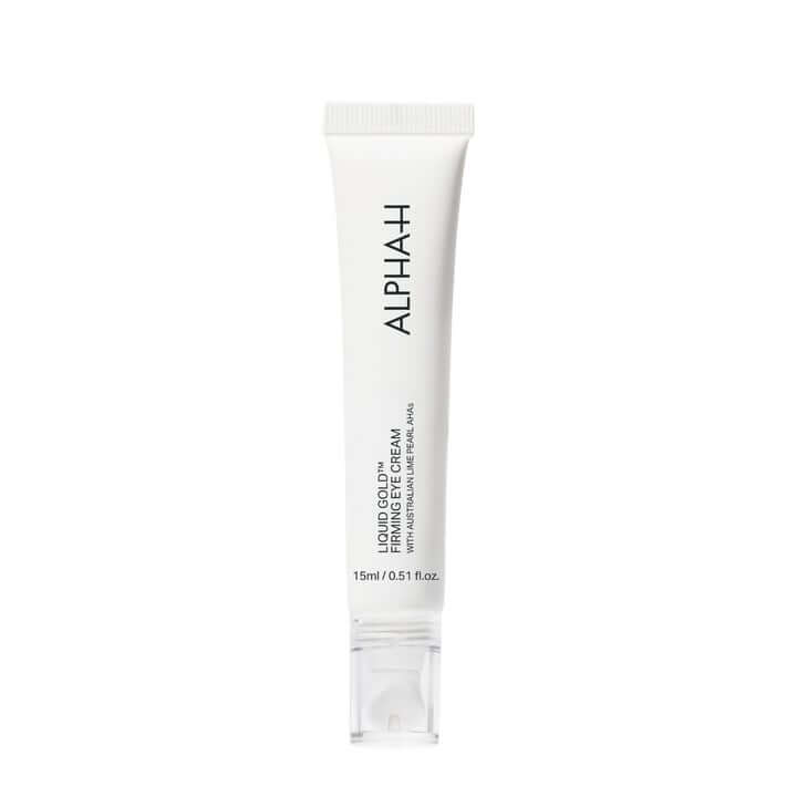 Alpha-H Liquid Gold Firming Eye Cream 15ml tube met peptiden voor stevigere huid rond de ogen.