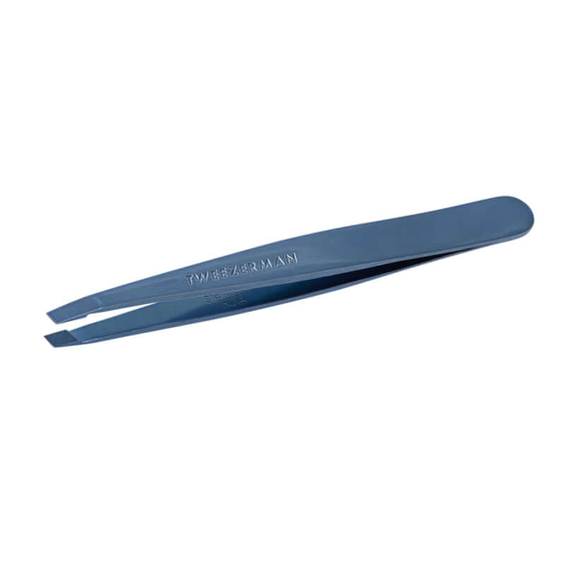 Tweezerman - Slant Tweezer Bell Bottom Blue met schuin aflopende punt voor precisie en professioneel gebruik