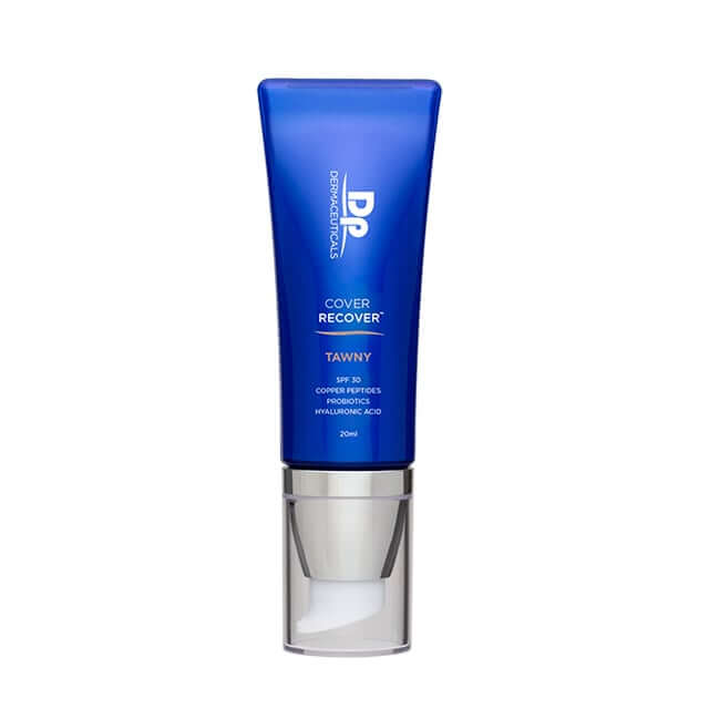 DP Dermaceuticals Cover Recover Tawny SPF30 20ml tube met diepbruine kleur en SPF bescherming