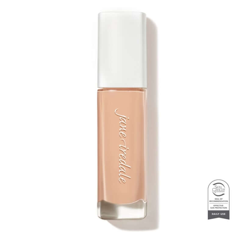 Skintuition SPF30 Radiance Boosting Liquid Foundation 14 Fair 30ml in een elegant, transparant flesje met een lichte tint.