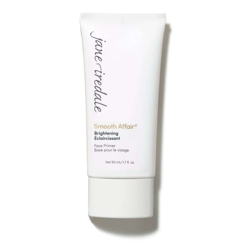 Jane Iredale Smooth Affair Brightening Face Primer 50ml in a sleek tube for a radiant complexion.