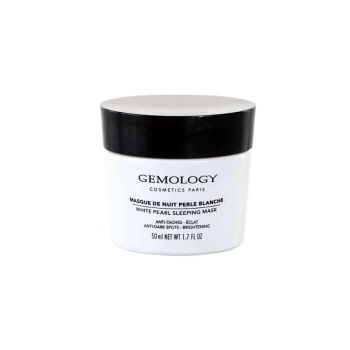 Gemology - White Pearl Sleeping Mask 50ml, luxe witte parelmoer huidverzorgingsmasker voor anti-pigmentatie en verheldering.
