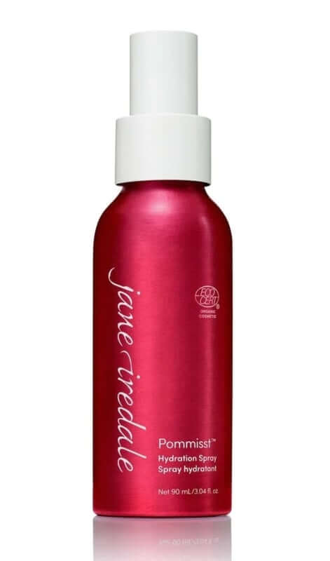 Jane Iredale Pommisst Hydration Spray 90ml in een elegant roze flesje voor onmiddellijke hydratatie.