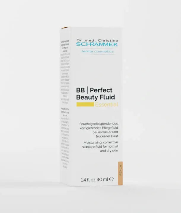 Schrammek BB Perfect Beauty Fluid SPF20 Peach 40ml verpakking met hydratatie en verzorging voor normale en droge huid.