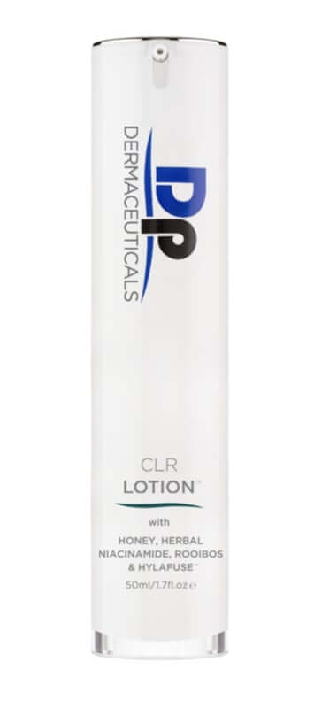 DP Dermaceuticals CLR Lotion 50ml in een stijlvolle flacon voor effectieve acne behandeling.