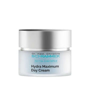 Schrammek Hydra Maximum Day Cream 50ml in een luxe pot, ideaal voor het hydrateren van een droge huid met hyaluronzuur.