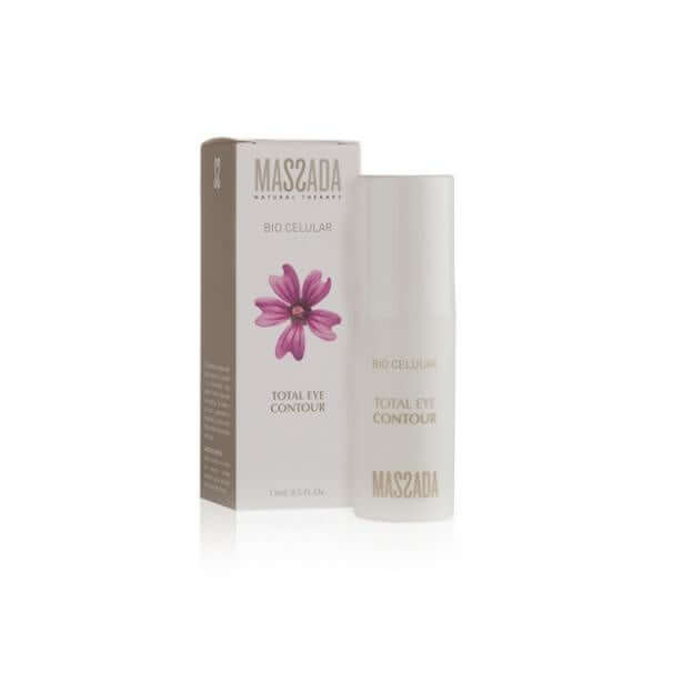 Massada BioCellular Total Eye Contour 15ml met verpakking, specifiek voor het verminderen van rimpels en donkere kringen.