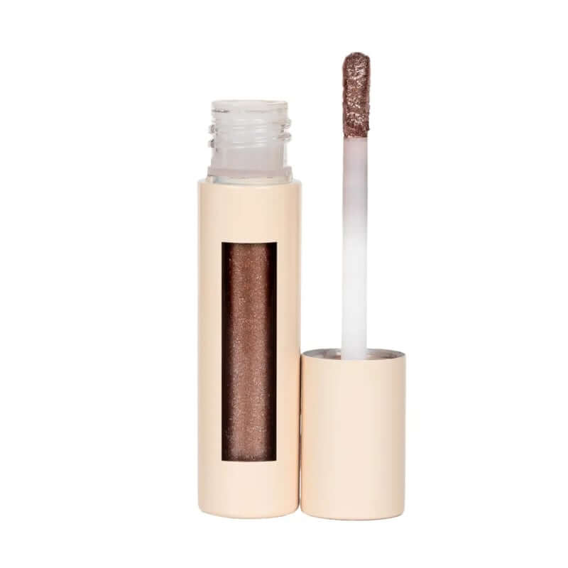 PUR - On Point Tint Creamy Eyeshadow & Primer with Peptides - Silk 3ml in luxe verpakking met applicator en iriserende bruin tint.