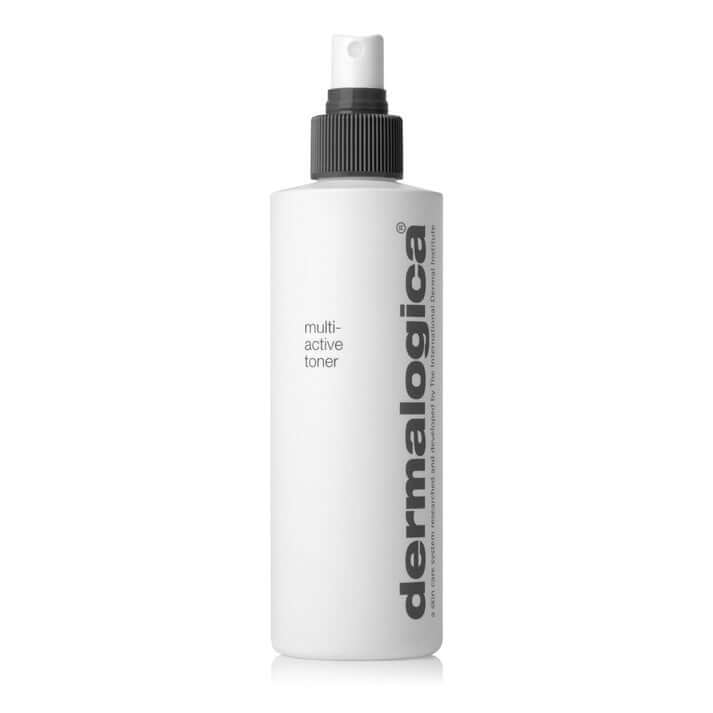 Dermalogica Multi-Active Toner 250ml, hydraterende gezichtsspray met aminozuren en kruidenextracten, op witte achtergrond.