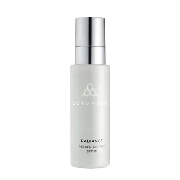 Cosmedix Radiance Age Restorative Serum 30ml in een elegante, moderne verpakking voor effectieve anti-aging verzorging.