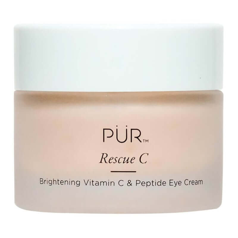 PÜR - Rescue C - Eye Cream 15ml in designer jar, enriched with Vitamin C and peptides for hydrated, bright eyes.