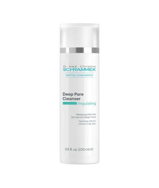 Schrammek Deep Pore Cleanser 200ml in elegante verpakking, speciaal voor normale tot vette huid met onzuiverheden.