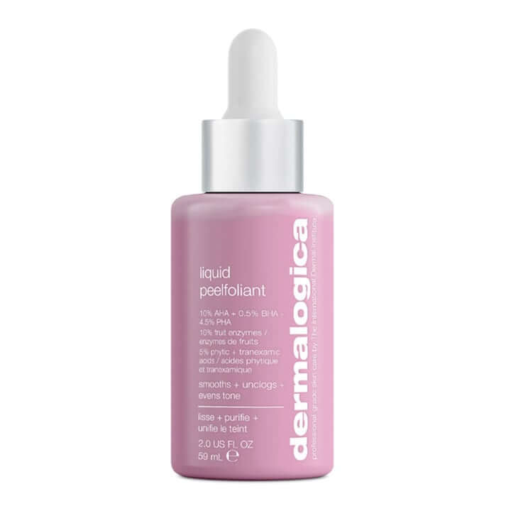 Dermalogica Liquid Peelfoliant 59ml - Vloeibare peeling in een elegante roze fles voor een stralende huid.