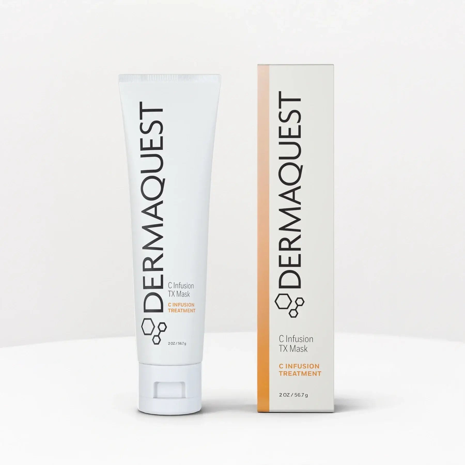 DermaQuest C Infusion TX Mask 56,6g in tube en verpakking voor stralende huid en intensieve hydratatie.