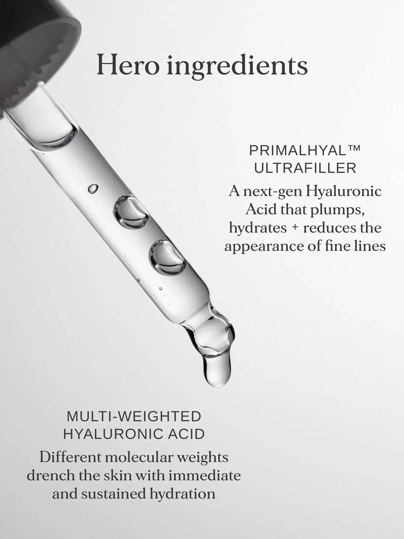 Alpha-H Hyaluronic 8 Super Serum 25ml met druppels hyaluronzuur, zichtbaar voor plumping en hydratatie