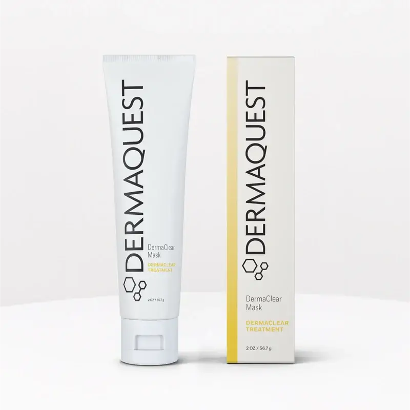 DermaQuest DermaClear Mask 56,7g tube en verpakking voor onzuivere huid en effectieve acnebehandeling
