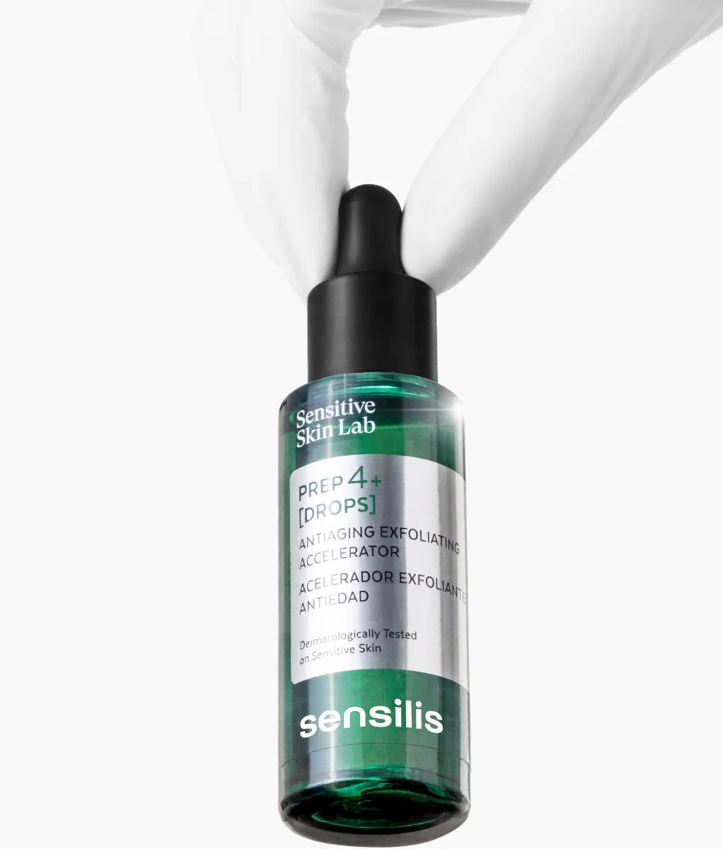 Sensilis PREP4+ Drops 30ml, exfoliërend serum voor een gladdere huid met actieve ingrediënten.