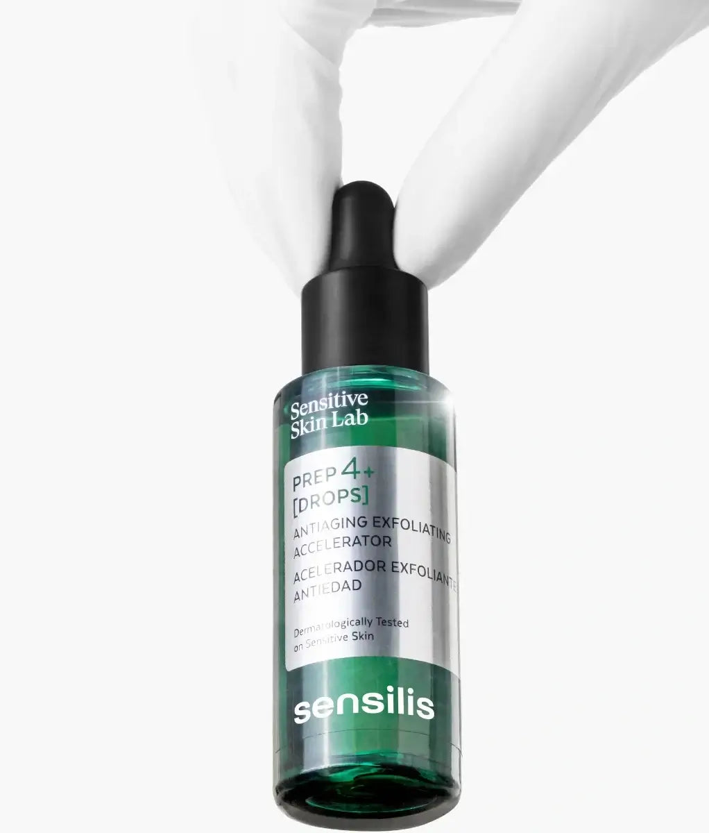 Sensilis PREP4+ Drops 30ml, exfoliërend serum voor een gladdere huid met actieve ingrediënten.