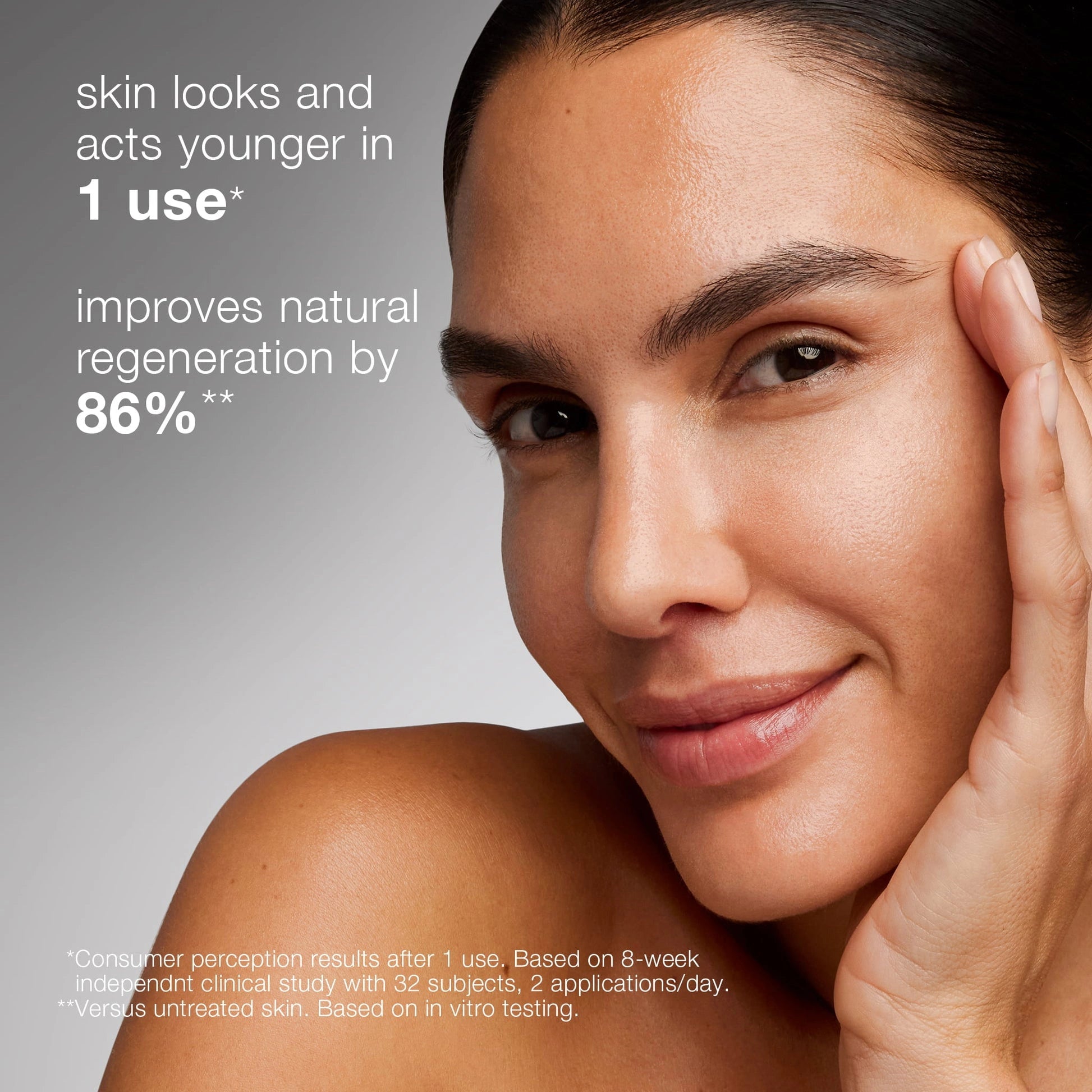 Dermalogica Phyto Nature E2 100ml close-up van stralende huid, toont jeugdige uitstraling na gebruik.