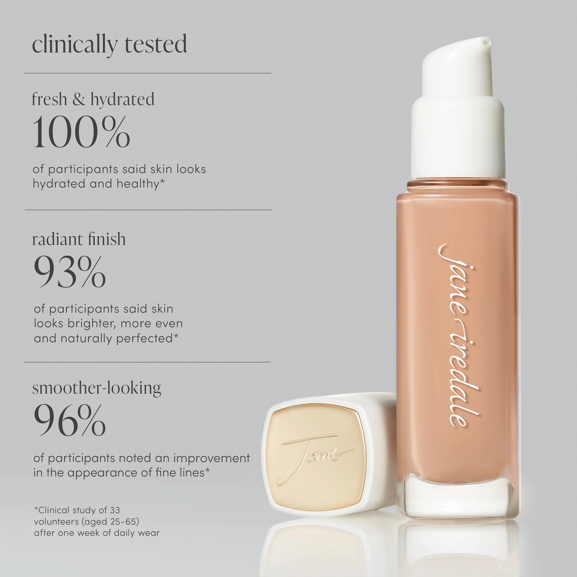 Jane Iredale Skintuition SPF30 Radiance-Boosting Liquid Foundation 84 Deeper 30ml met claims over huidhydratatie en glanzende finish