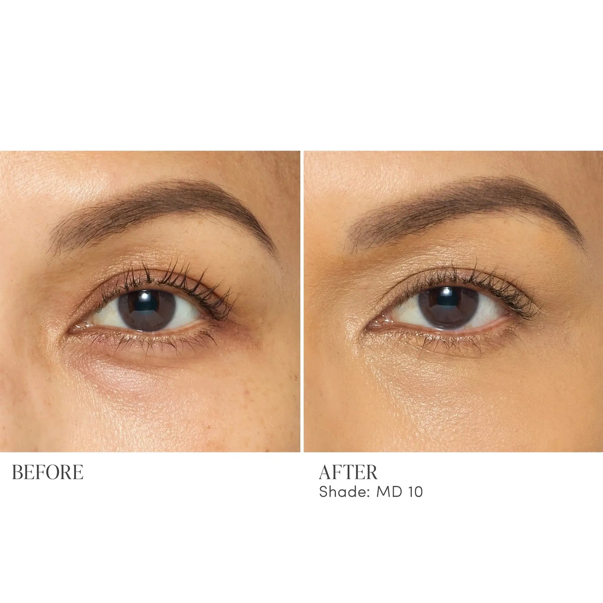 Jane Iredale Skintuition Brightening Under Eye Concealer MD10: Voor-en-na resultaat met concealer voor een stralende oogopslag.