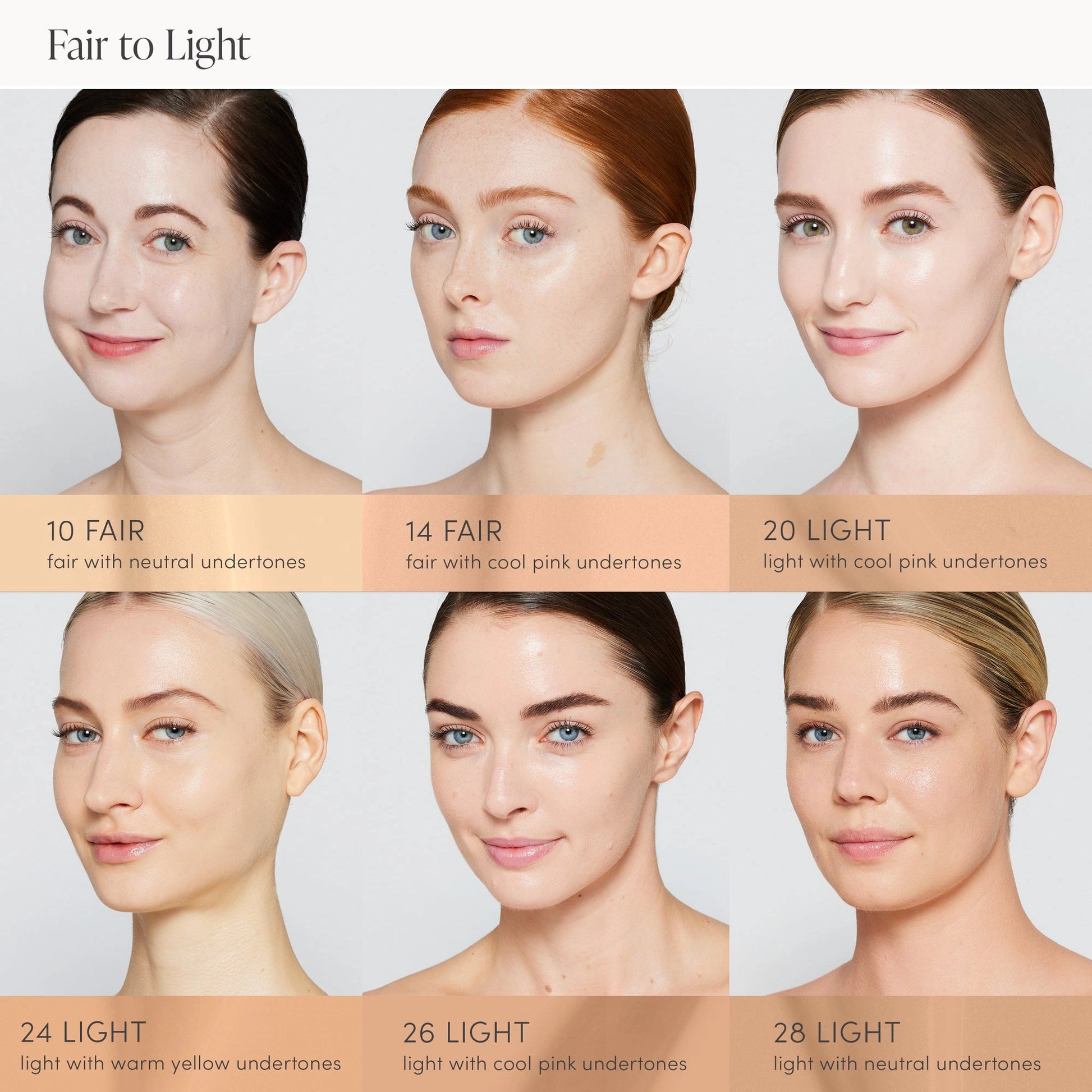 Jane Iredale Skintuition SPF30 Radiance-Boosting Liquid Foundation 28 Light met neutrale ondertoon op modellen in lichte huidtinten