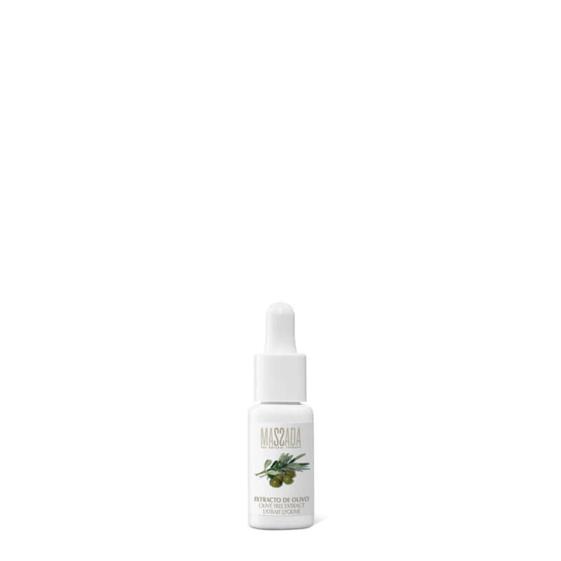 Massada - Olive Tree Extract 15ml flesje met druppelaar, hydraterende textuur voor droge huid.