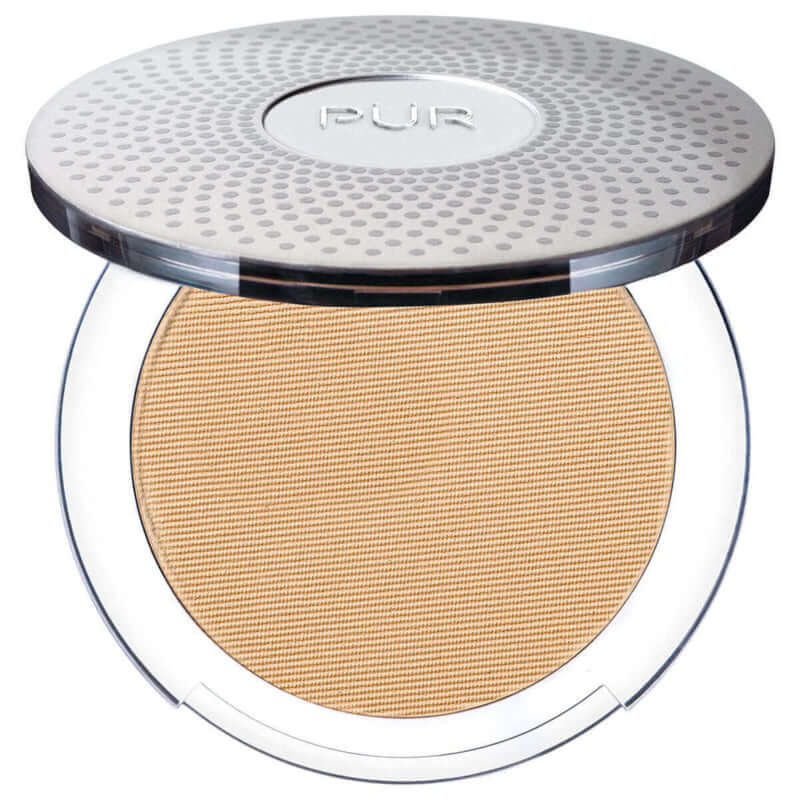 PUR 4-in-1 Pressed Mineral Makeup SPF15 Bisque MG3 8g, pressed mineral foundation met gouden ondertoon voor een stralende huid.