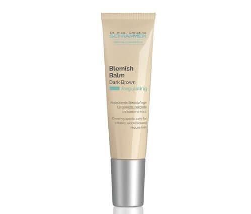Schrammek Blemish Balm Dark Brown 15ml (travelsize) tube met verhelderende formule voor een egale teint.