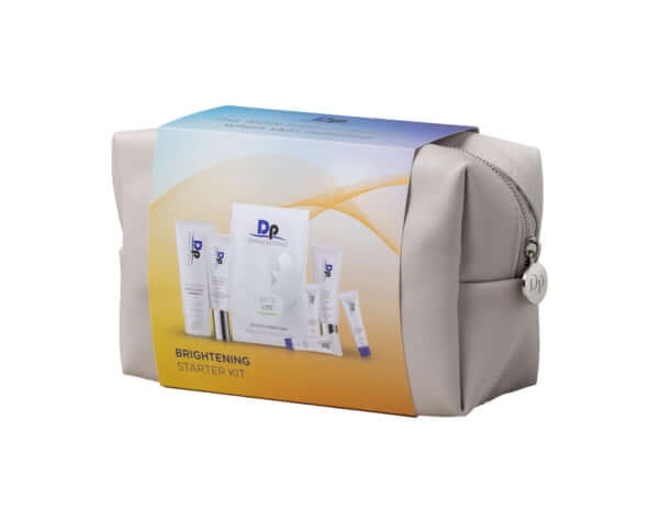 DP Dermaceuticals - Brightening Starter Kit, stijlvolle pouch met huidverzorgingsproducten voor een egale teint en vermindering van pigmentvlekken.