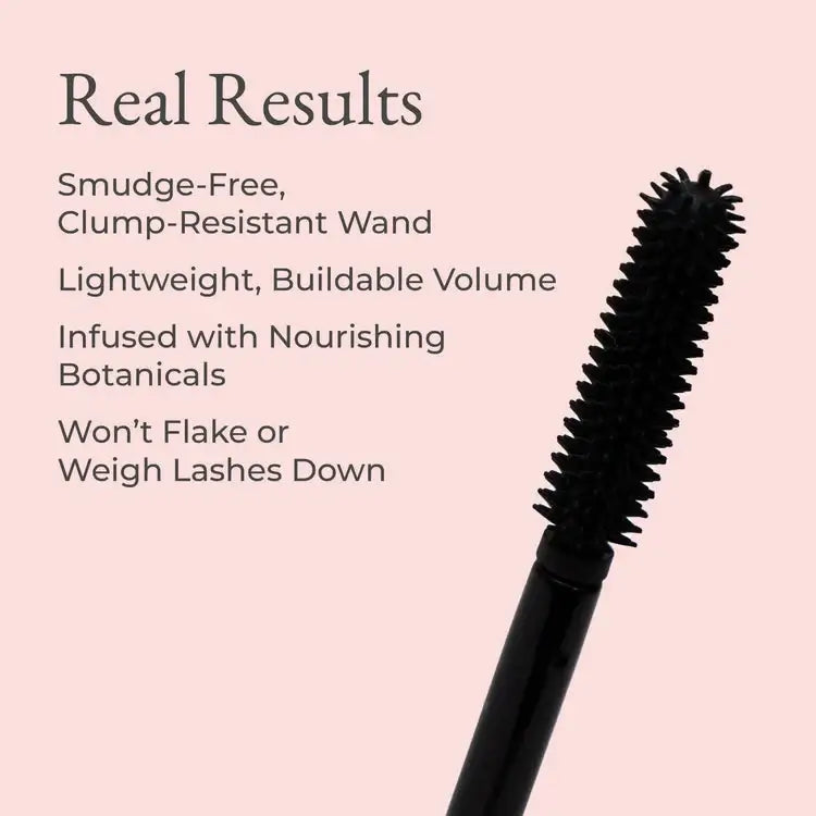PUR Big Look Lengthening Mascara Black 5ml met smudge-vrije, klontvrije wand en voedende ingrediënten voor gezonde, lange wimpers.