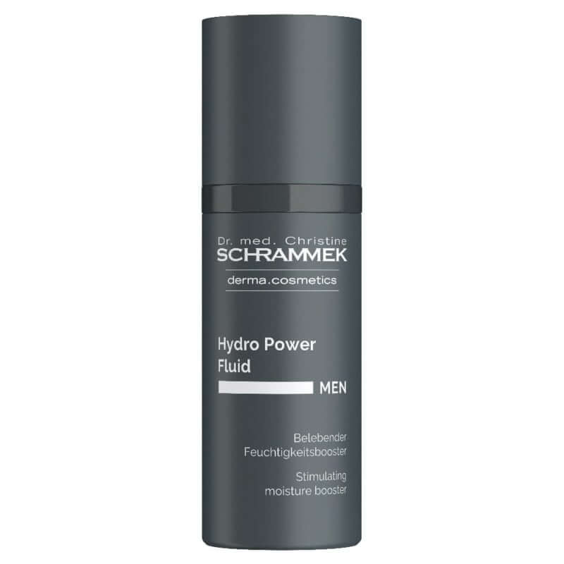 Schrammek Hydro Power Fluid Men 30ml, hydraterend gezichtsfluid met drievoudig hyaluronzuur voor de mannelijke huid.