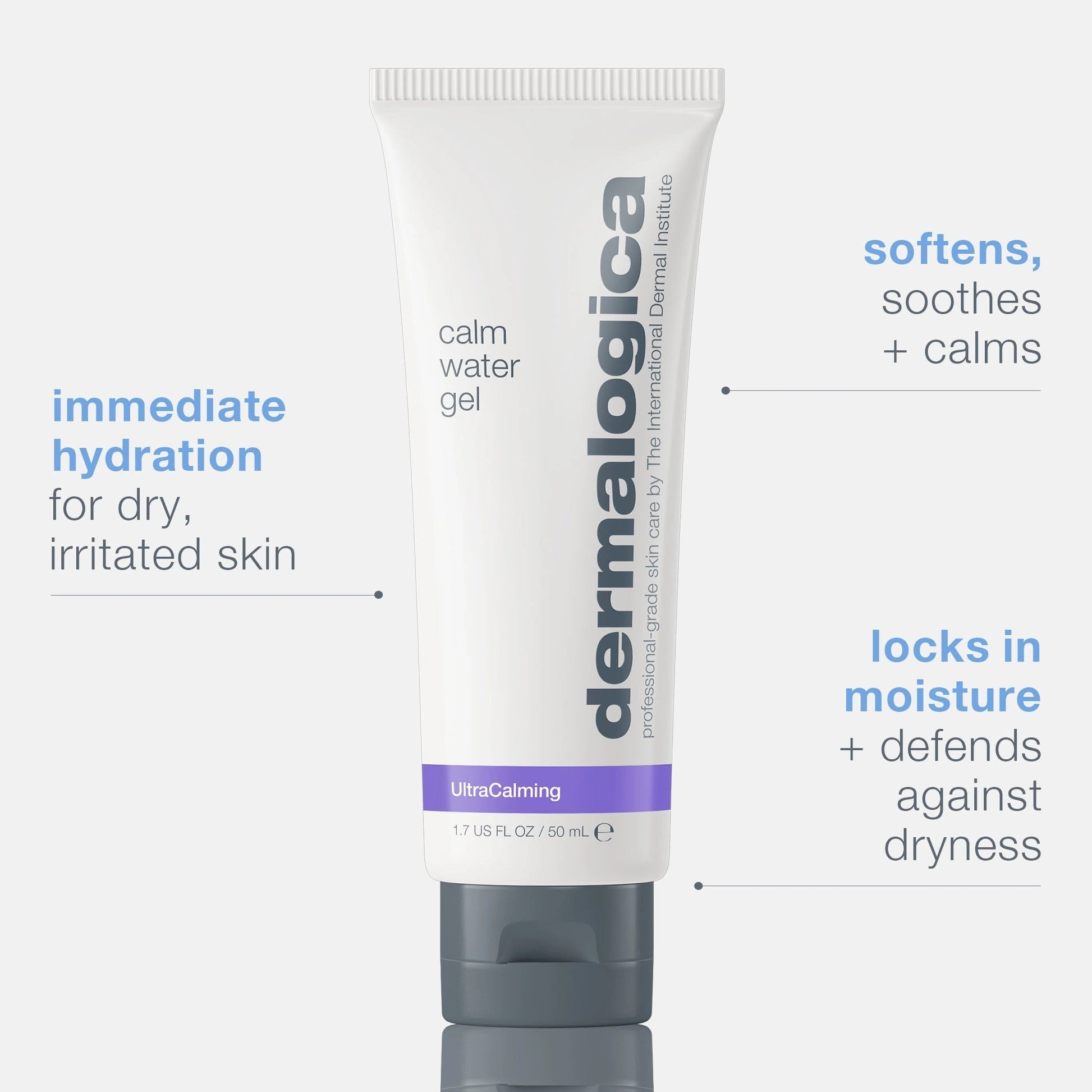 Dermalogica Calm Water Gel 50ml, lichte water-gel moisturizer voor gevoelige huid, hydrateert en kalmeert effectief.