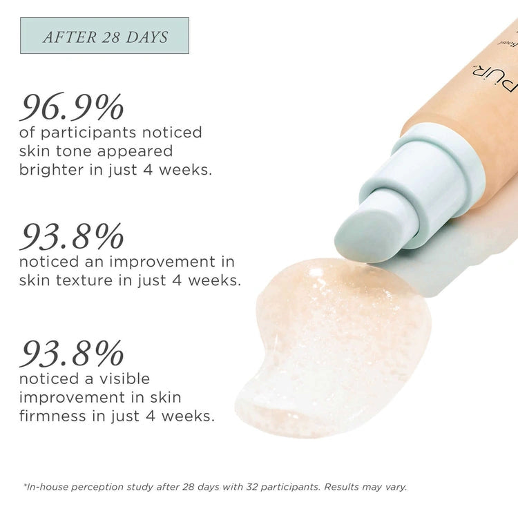PUR Ceretin Boost Age Defying Retinol Serum 30ml met transparante textuur en voordelen na 28 dagen gebruik