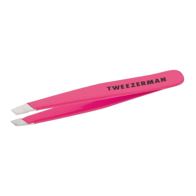 Tweezerman - Mini Slant Tweezer Neon Pink met scherpe kanten voor precisie en optimaal gebruik. Perfect voor ontharing.