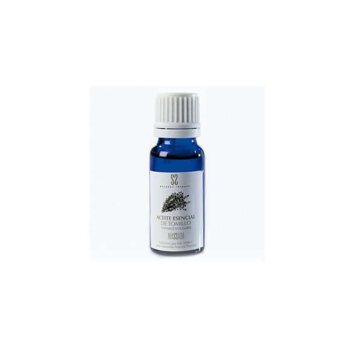 Massada - Thyme Essential Oil 15ml in een blauwe glazen fles, perfect voor ontspanning en verzorging.