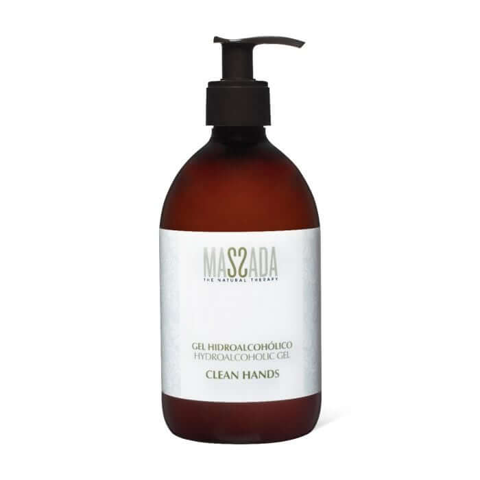 Massada - Hydroalcoholic Gel 500ml in een bruine fles met pomp voor directe handontsmetting zonder water