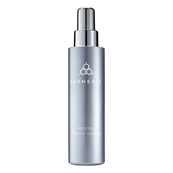 Cosmedix Mystic Hydrating Treatment Mist 150ml in sleek silver bottle for oily and impure skin hydration.
