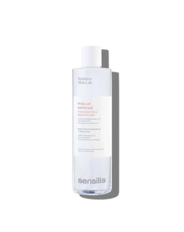 Sensilis Micellar Water AR 400ml in heldere fles met advies voor gevoelige huid en roodheid
