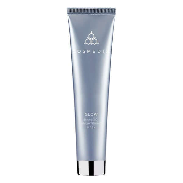 Cosmedix Glow Bamboo Brightening Mask 37g in luxe zilveren tube met een stralende uitstraling voor helderheid.