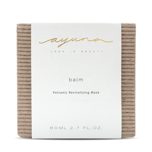 Ayuna Balm 80ml verpakking met een natuurlijke uitstraling, ideaal voor een detox gezichtsmasker met vulkanisch glas.